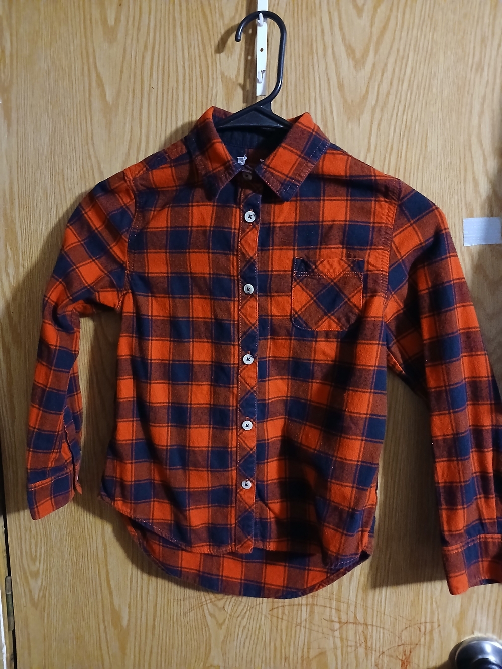 Kids Orange & Navy Plaid Button-Up Shirt